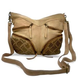 Handmade Amsterdam, leather, metal studded ac adjustable strap shoulder bag NWT